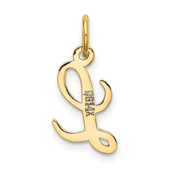 10k Yellow Gold Small Script Initial L Charm - Picture 4 of 4